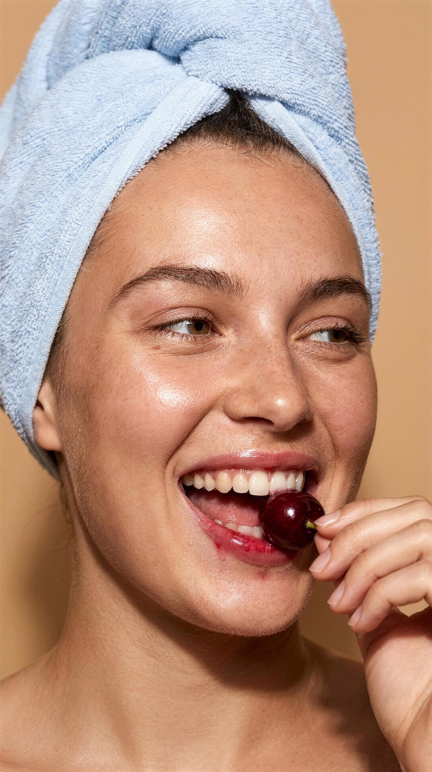 Cherry Portrait, a campaign image in 9:16 format