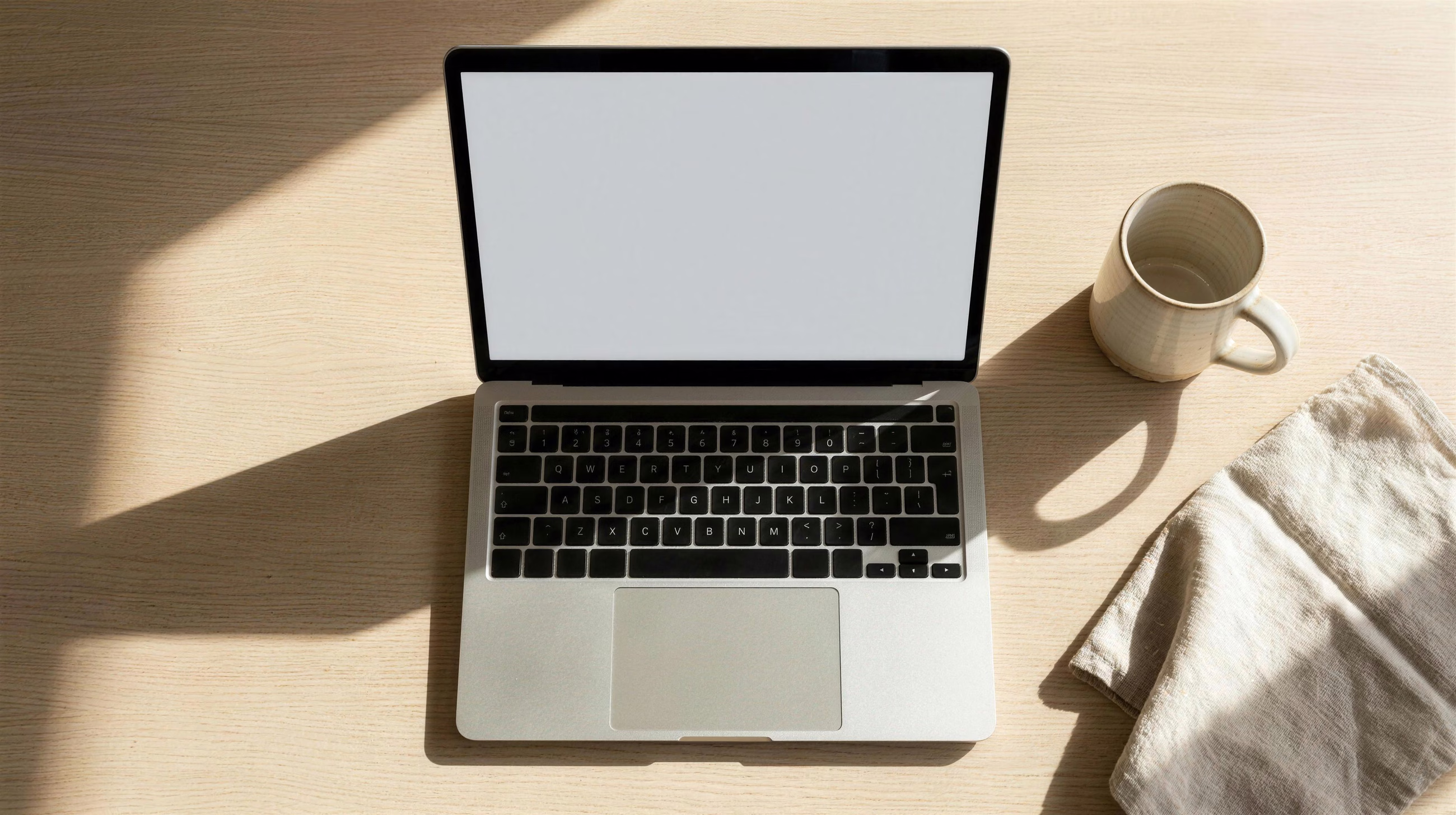 Laptop Overhead, a mockup image in 16:9 format
