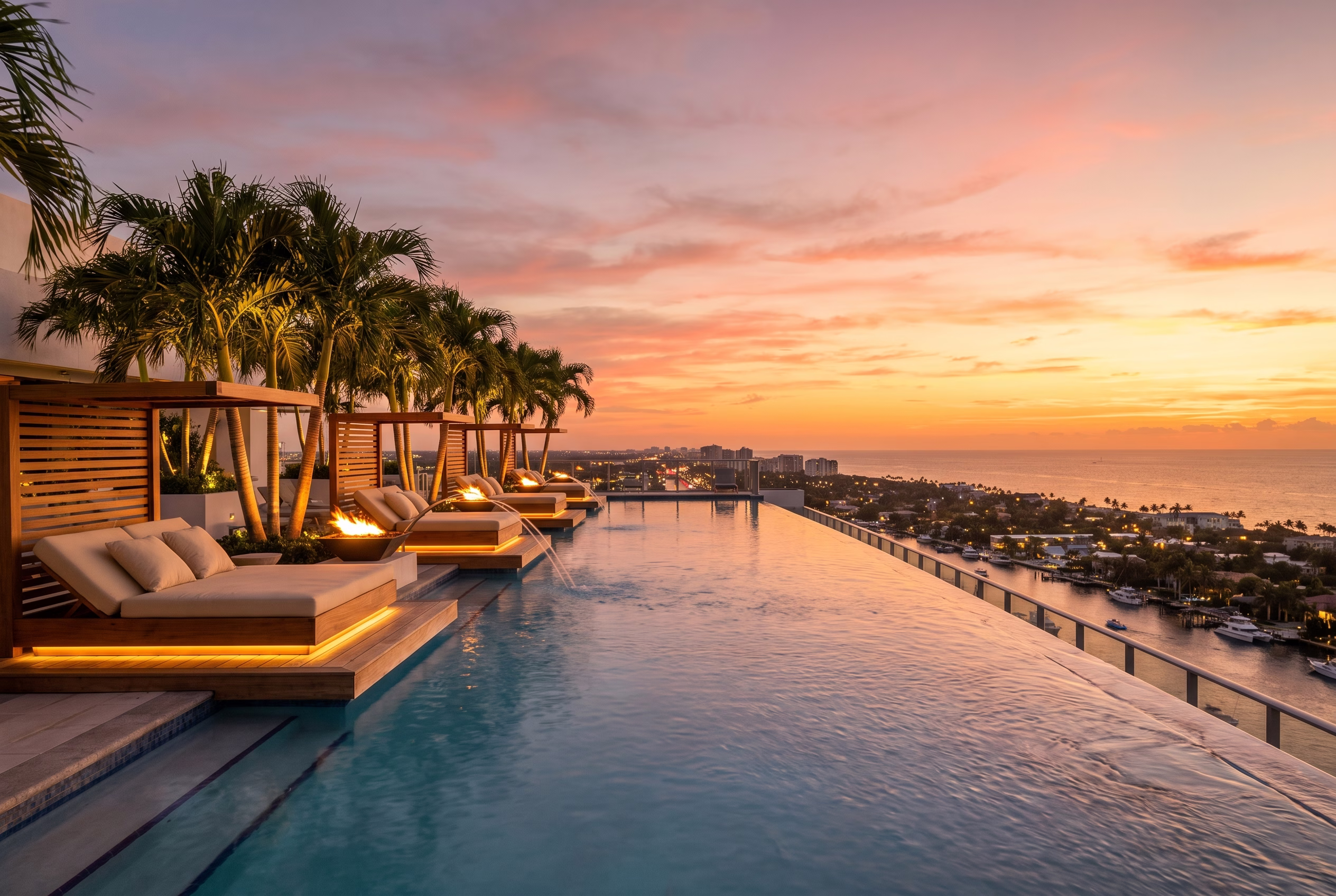 Pool Sunset, a luxury image in 16:9 format