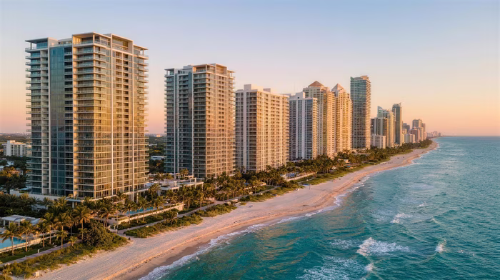 Shoreline Towers, a free aerial image in 16:9 format
