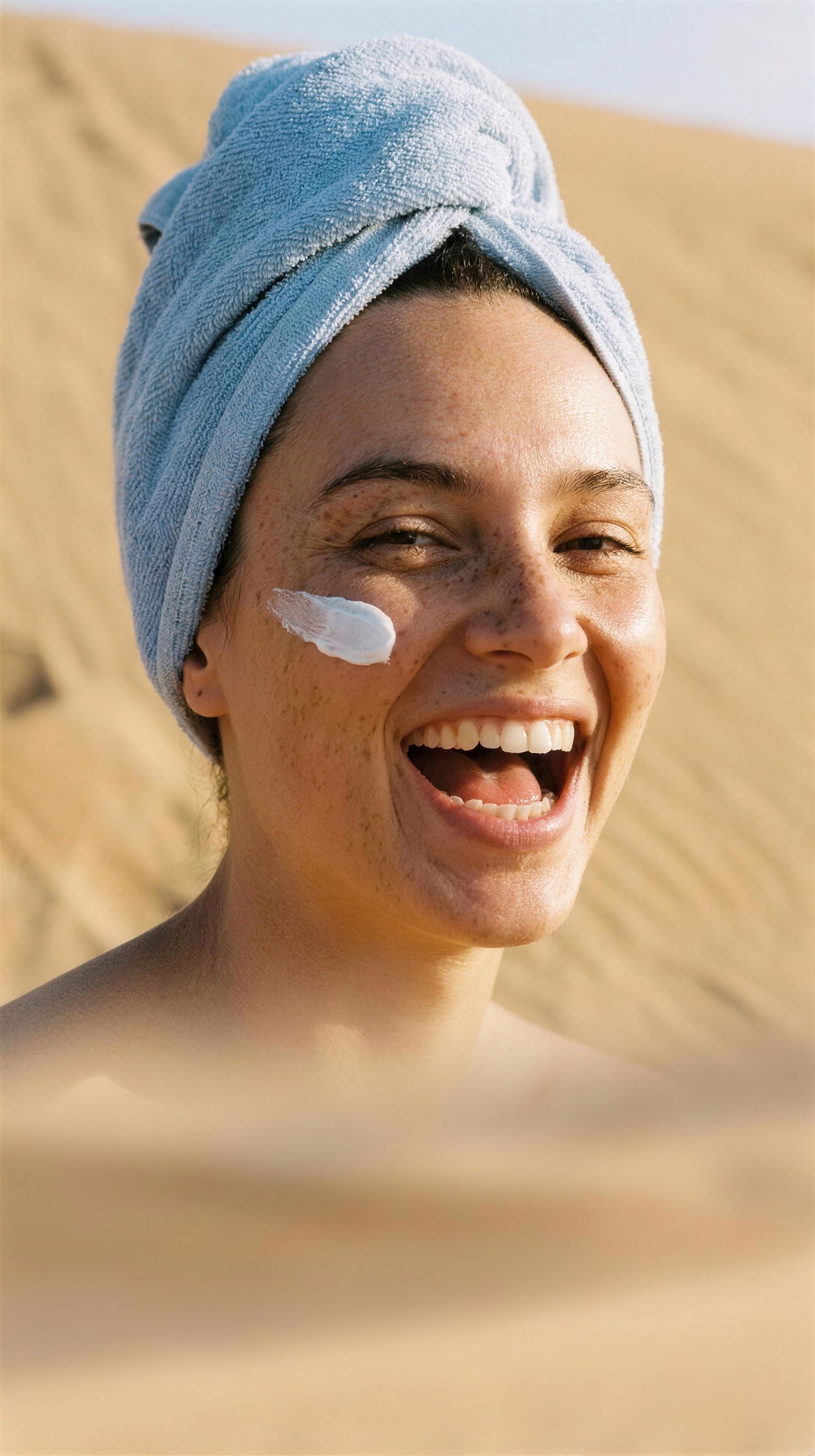 Towel Portrait, a campaign image in 9:16 format