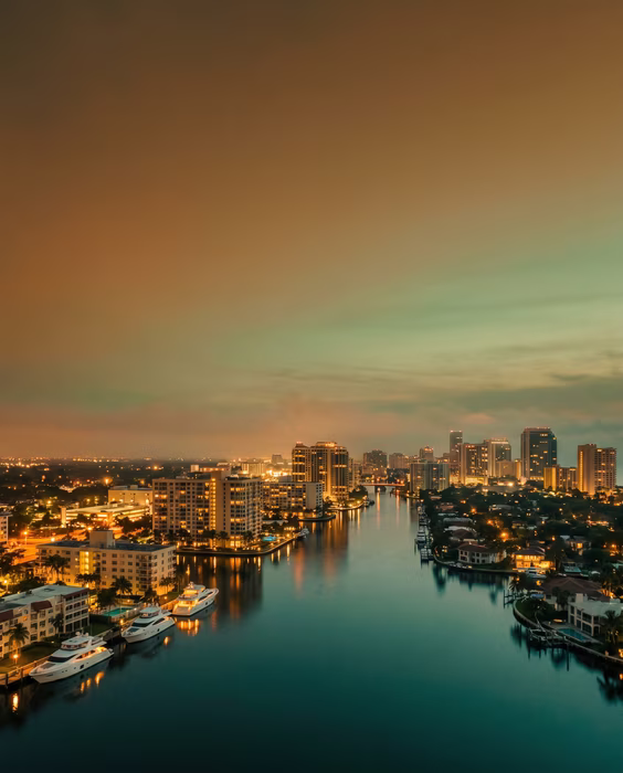 Waterways Dusk, a free aerial image in 9:16 format