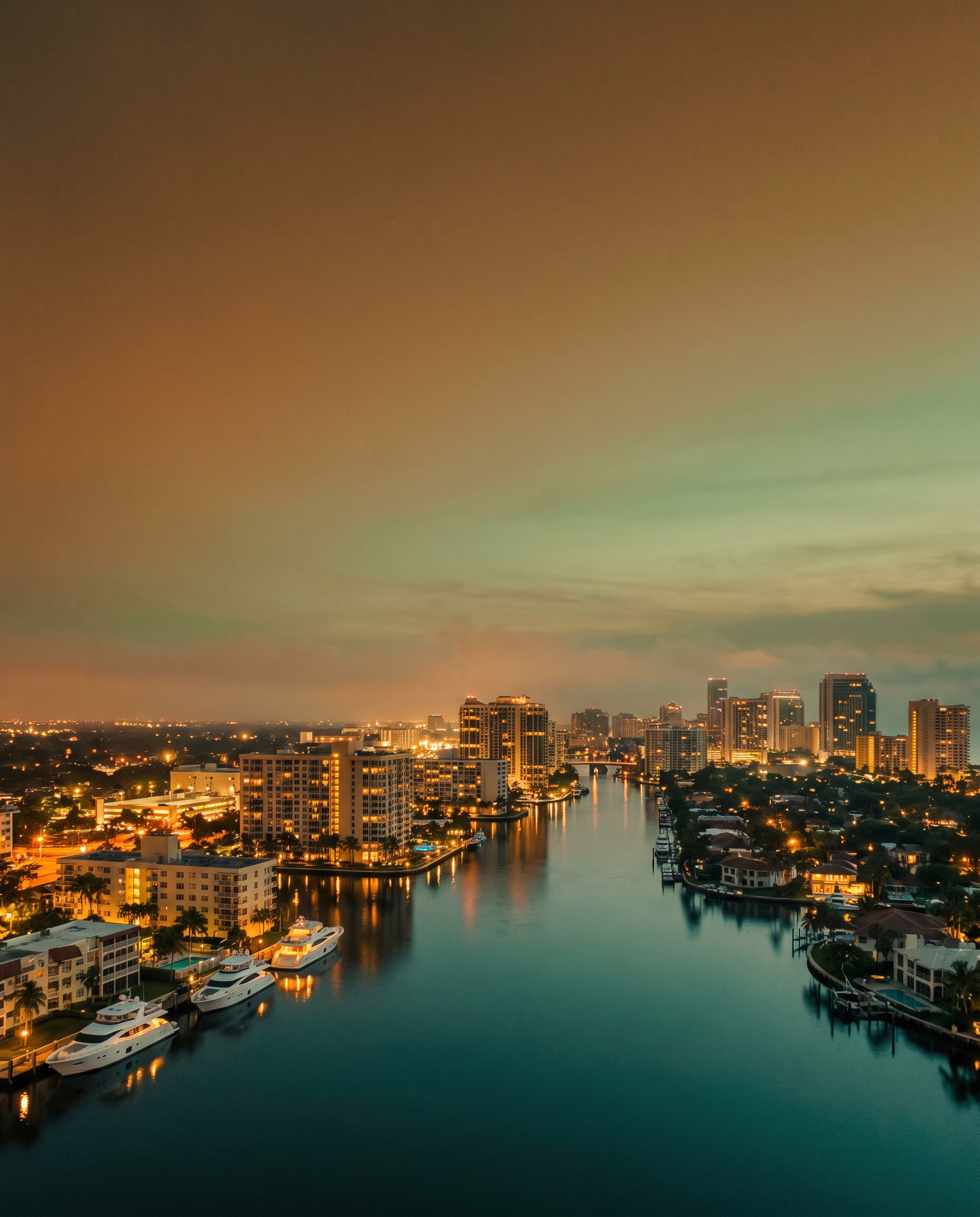 Waterways Dusk, a aerial image in 9:16 format