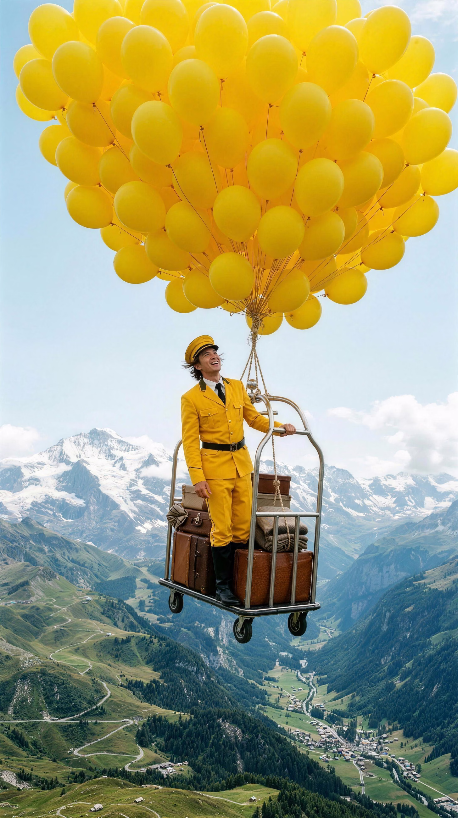 Yellow Balloon Lift, a campaign image in 9:16 format
